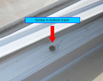 screw in bottom track of vinyl window